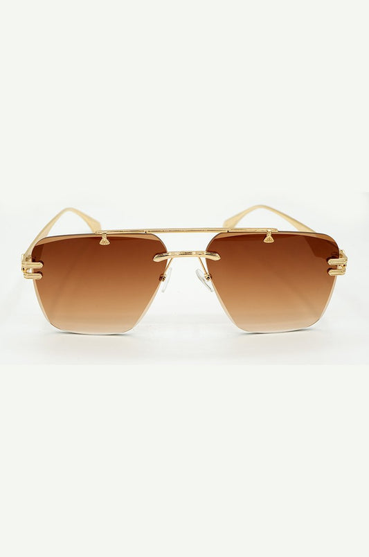 Spring Unisex European American Style Rimless Sunglasses Gradient Lens Metal Frame Sun Protection Eyewear